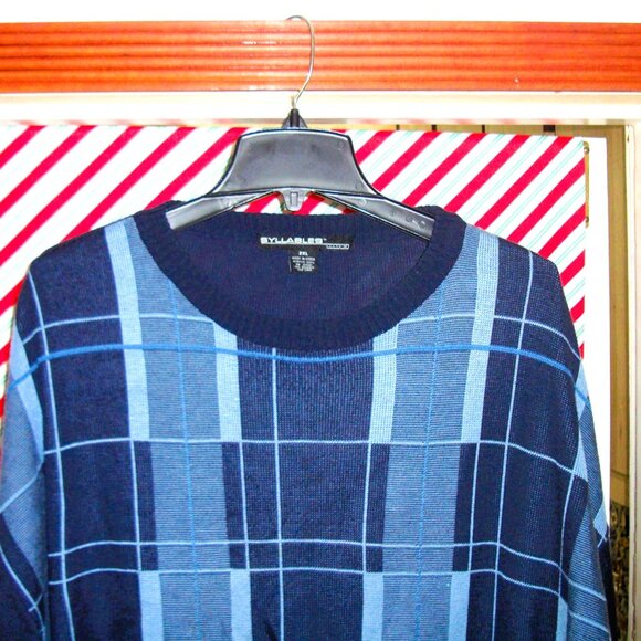Syllables Men’s Patchwork Checkered Knit Sweater - Picture 3 of 6
